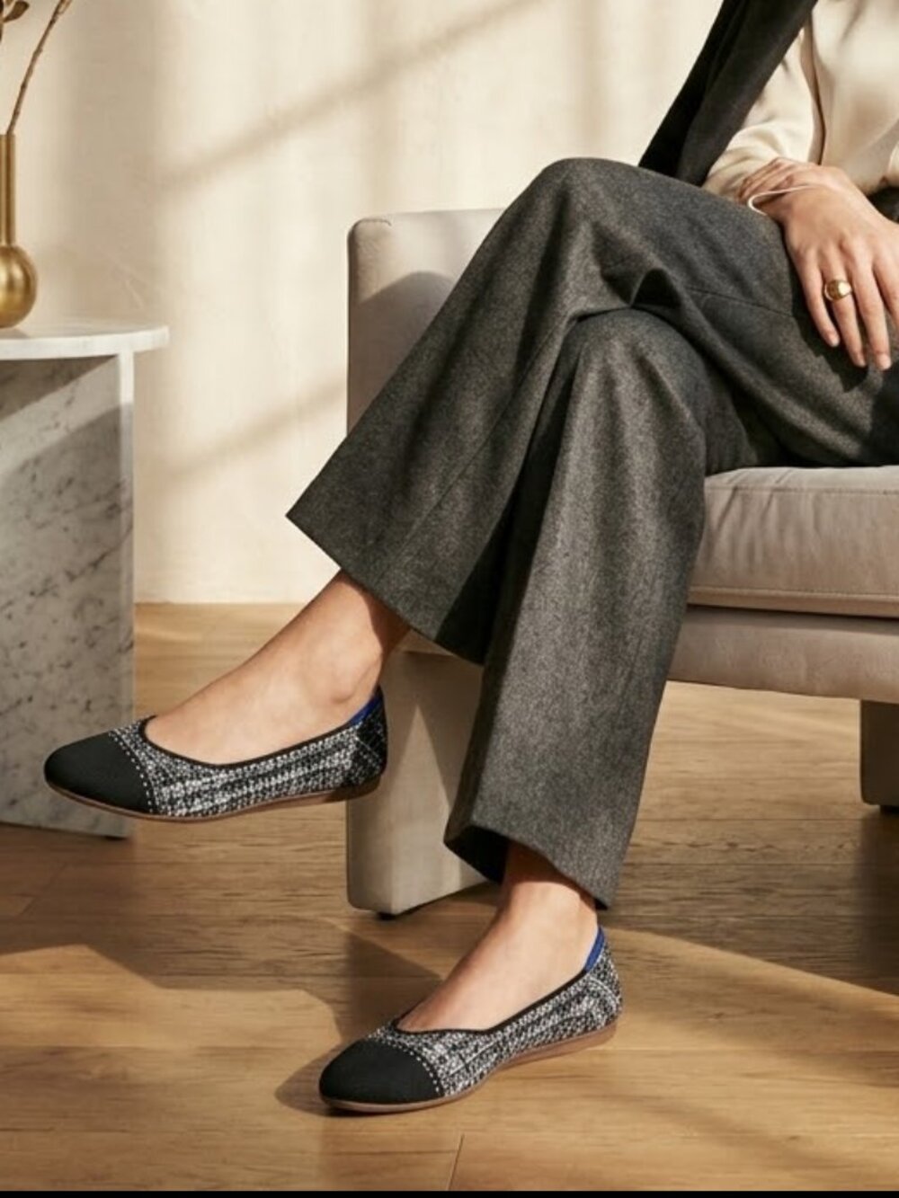 Rothy's The Square in Midnight Tweed Women's Slip On Ballet Flats Size 7.5